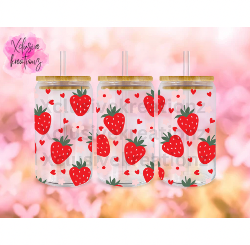 16oz Strawberry | Hearts Acrylic Libbey Cup