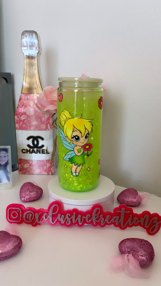 16oz Pixie Dust | Tinkerbell | Disney Inspired Snow Globe Tumbler w Custom Lid