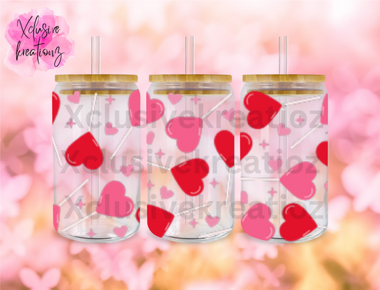 16oz Heart Lollipops Libbey Glass Can